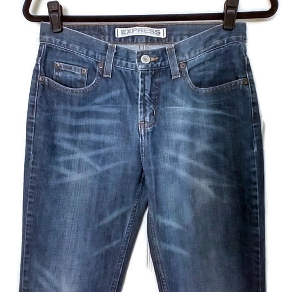 Express Precision Fit Riot Siren Size 4 Bootcut Whiskered Jeans - Picture 1 of 11